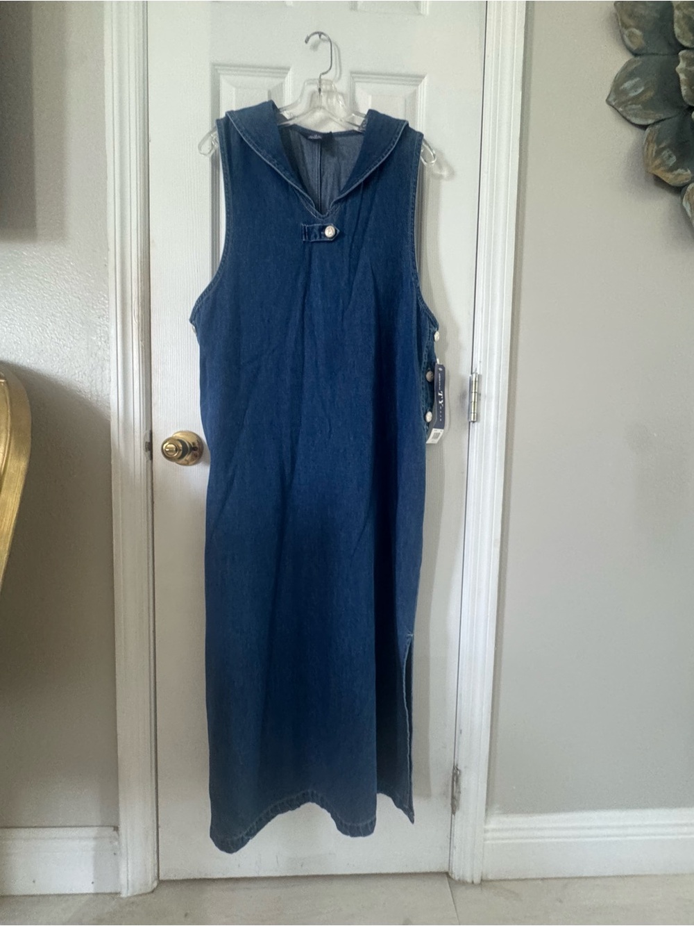 Dress Barn Sleeveless Denim Maxi Dress - Blue